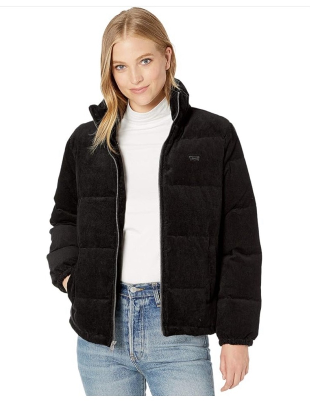 Levi's Black Corduroy Puffer Jacket - Stand Collar